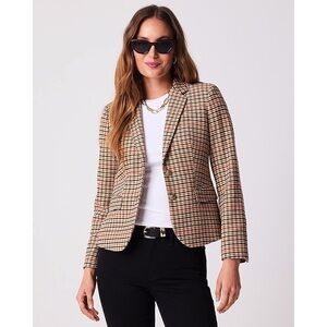 J.CREW Houndstooth Plaid Wool Blend Khaki Schoolboy Blazer 2